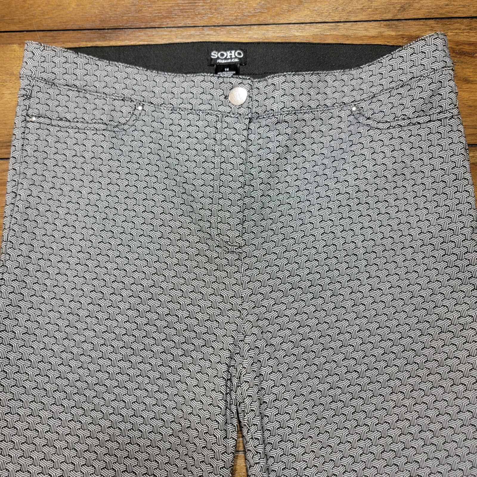 Other Soho Apparel Ltd. 3D Geometric Black & Grey Pants - Size 14 Size 36" / US 14 / IT 50 - 2 Thumbnail