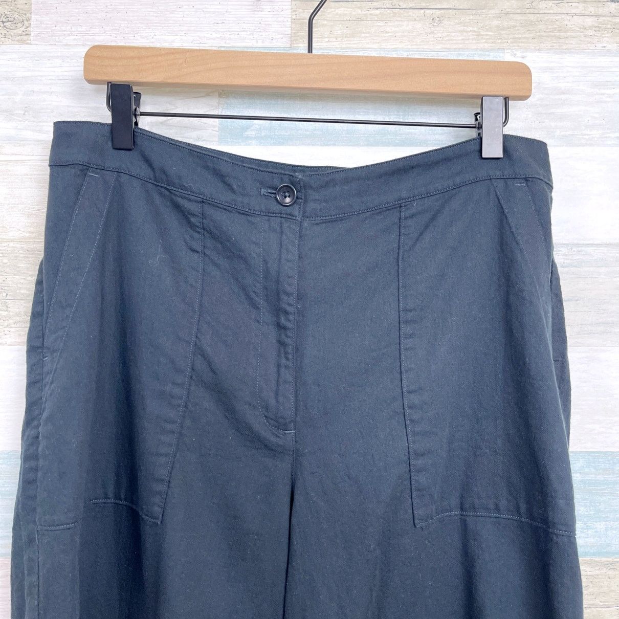 Eileen Fisher Eileen Fisher Organic Wide Leg Crop Pants Black Womens 12 Size 34" / US 12 / IT 48 - 2 Thumbnail
