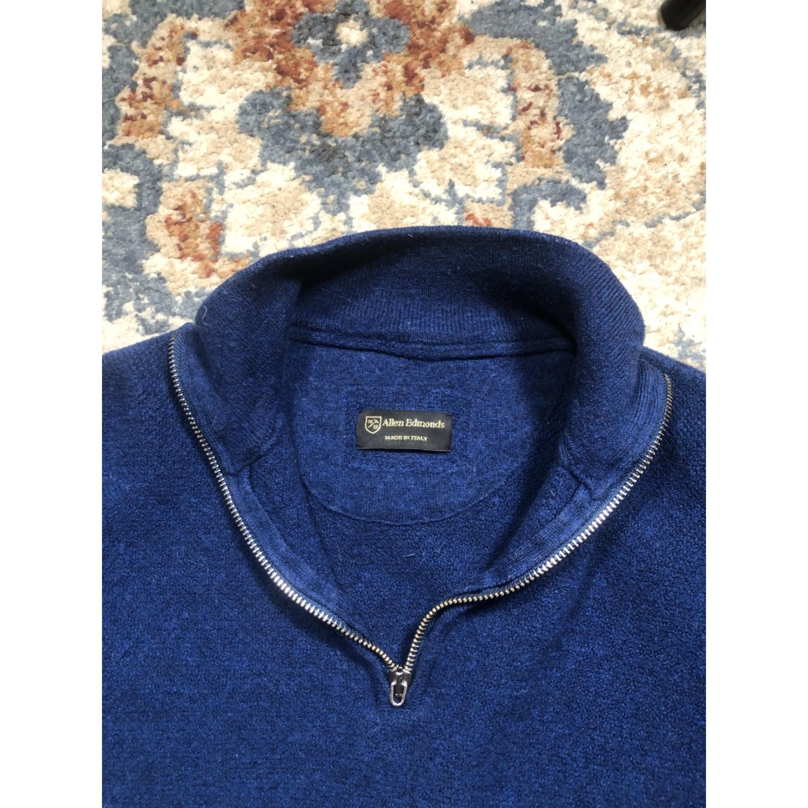 Allen Edmonds VINTAGE? No. Allen Edmonds Sweater Mens XL Blue Merino Wool Half Zip Pullover Italy Mock Neck Knit Solid 1/4 Zip Regular Men Wool Pullover Size US XL / EU 56 / 4 - 7 Thumbnail