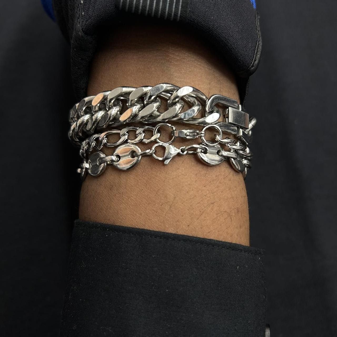Vintage Vintage 2000s Gucci Style Hip Hop Silver Bracelet Size ONE SIZE - 4 Thumbnail