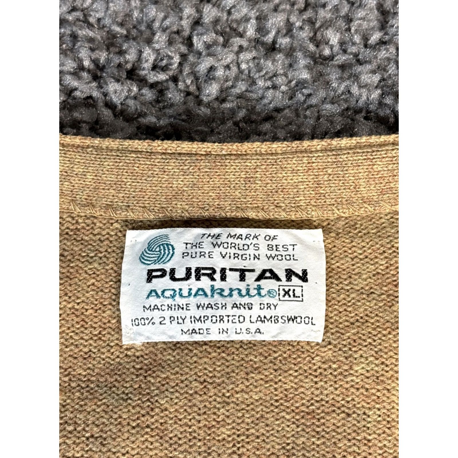 Vintage VINTAGE Puritan Cardigan Sweater Mens XL Sportswear Brown Wool Knit Long Sleeve V-Neck Elbow Patches Pocket 70s Grandpa Core Mens Size US XL / EU 56 / 4 - 4 Thumbnail
