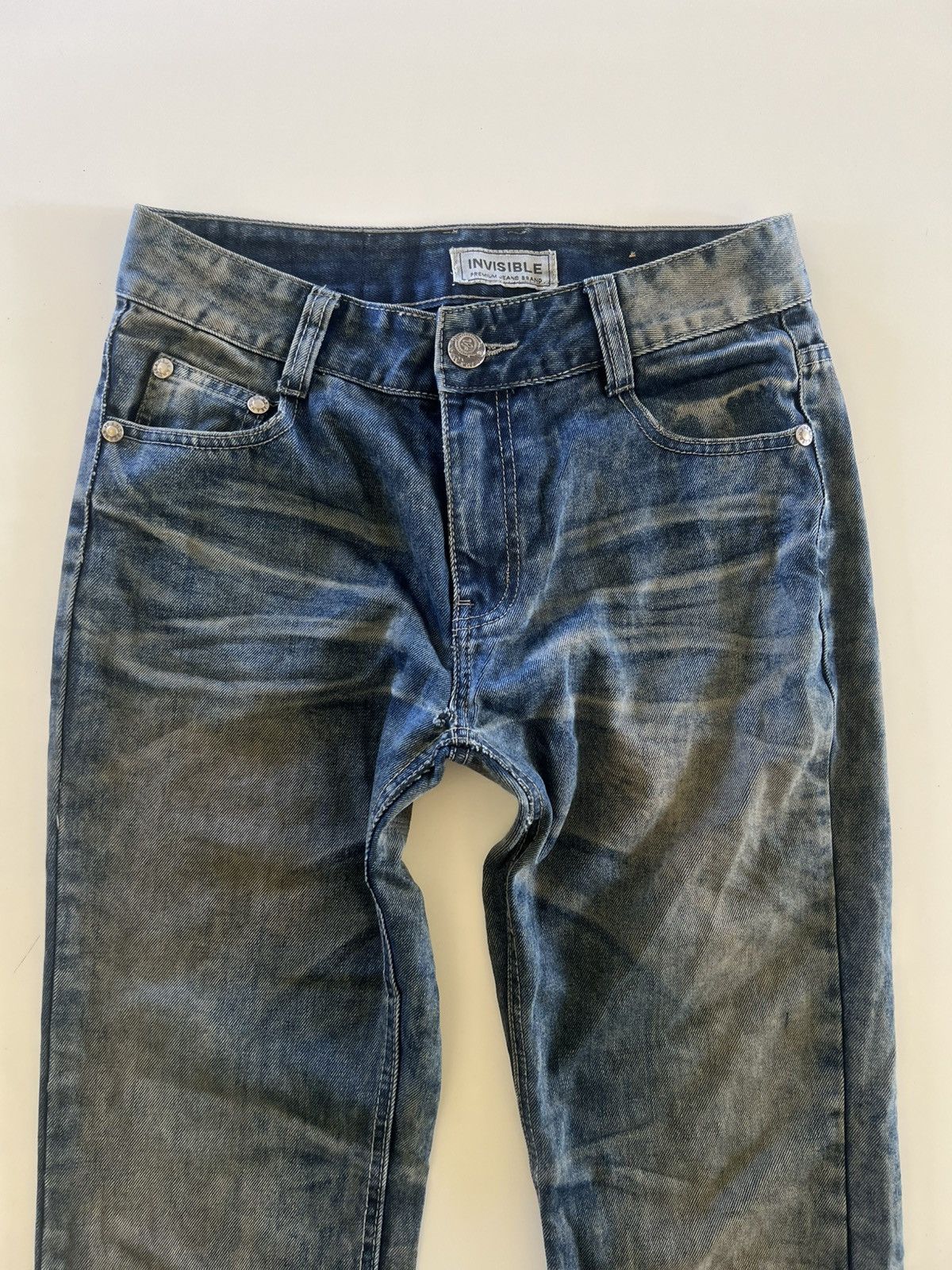Japanese Brand Vintage Invisible Distress Denim Jeans Size 32" Size US 32 / EU 48 - 2 Thumbnail