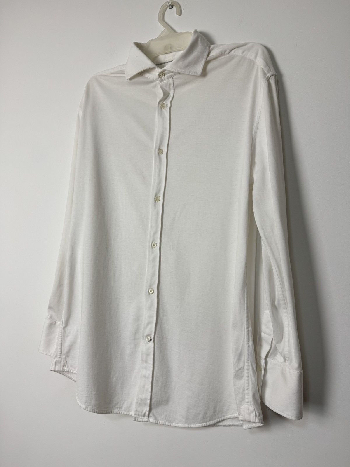 Brunello Cucinelli Brunello Cucinelli White Cotton Slim Fit Shirt Made in Italy Size US L / EU 52-54 / 3 - 7 Thumbnail
