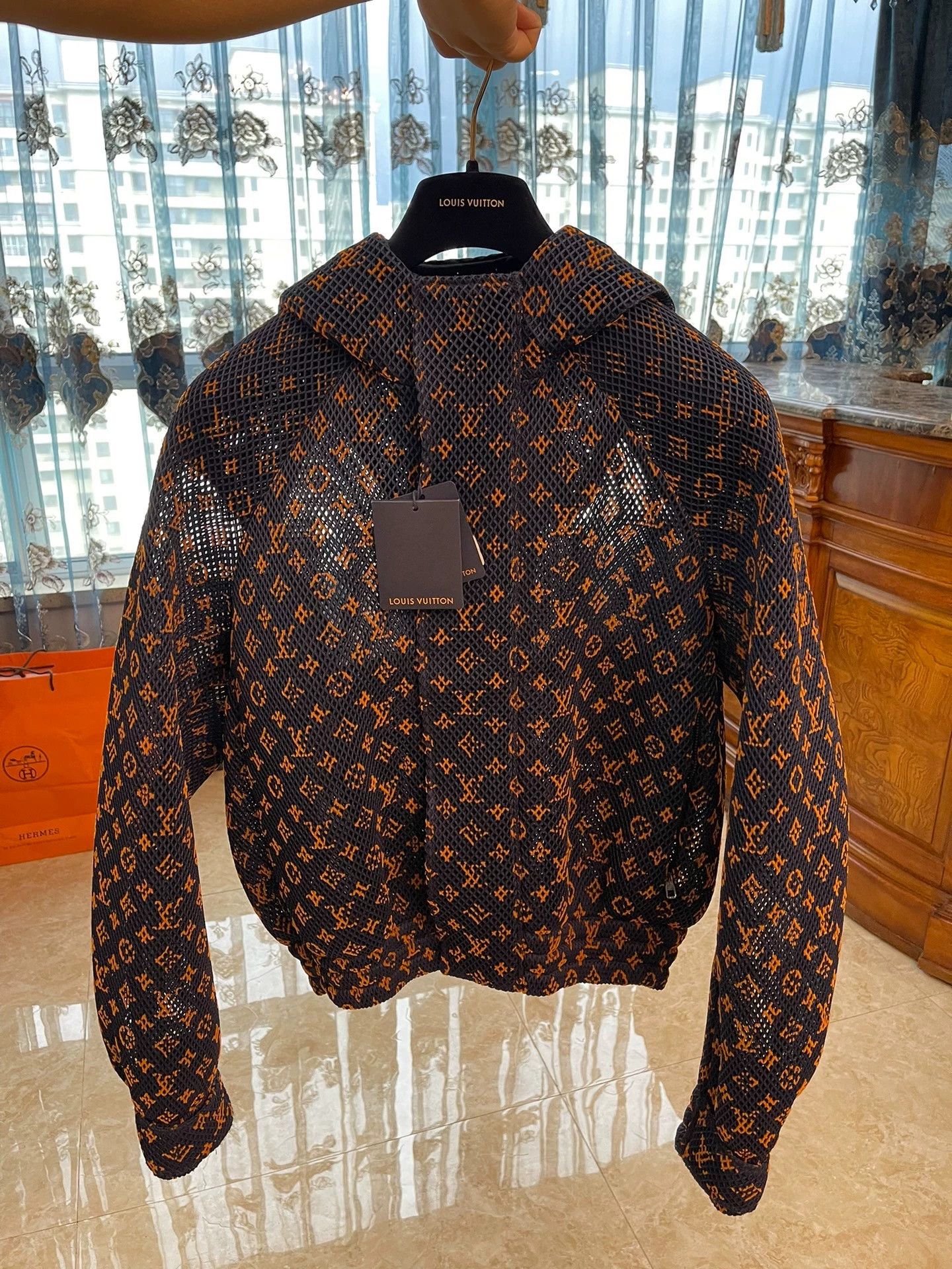 Louis Vuitton LV Flocked Full Logo Cutout Oversized Jacket 46 (Oversized) Size US S / EU 44-46 / 1 - 1 Thumbnail