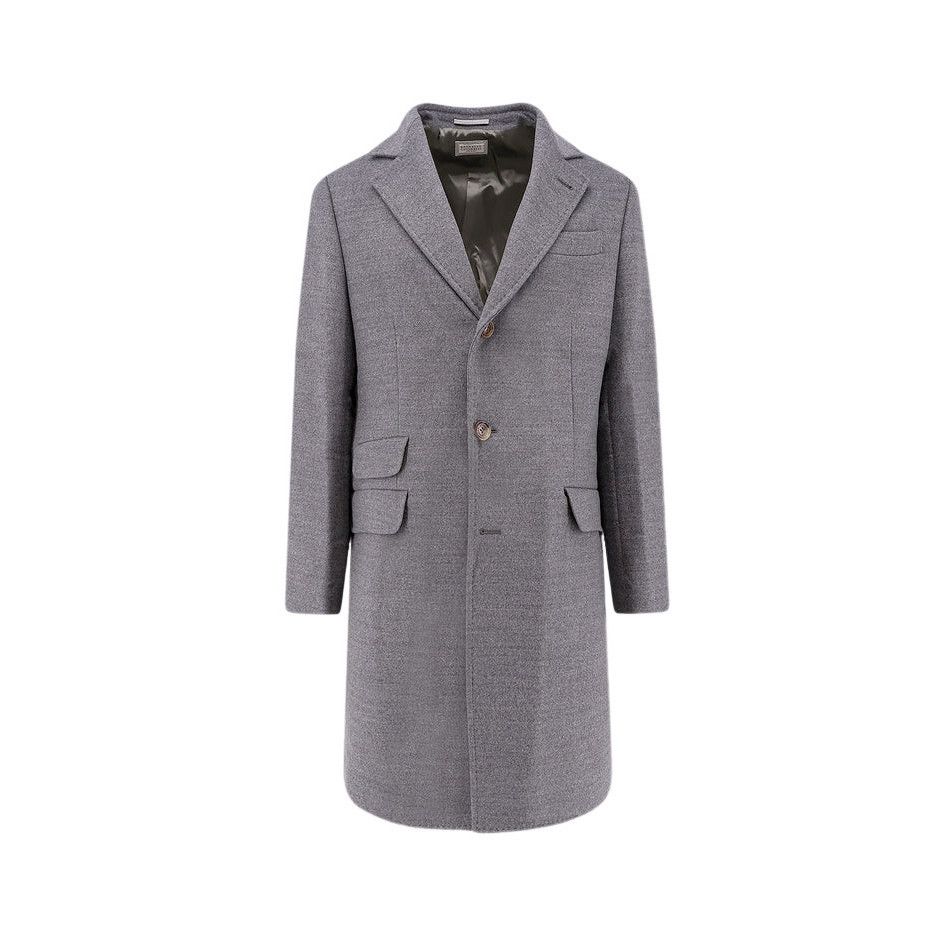 Brunello Cucinelli BRUNELLO CUCINELLI $6200 Medium Gray Wool Flannel Coat New & Size US L / EU 52-54 / 3 - 1 Thumbnail
