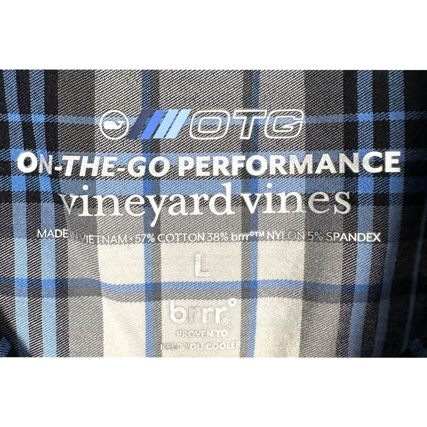 Vineyard Vines Vineyard Vines Mens Large Blue On The Go Performance Plaid Button Down Shirt Men Size US L / EU 52-54 / 3 - 4 Thumbnail