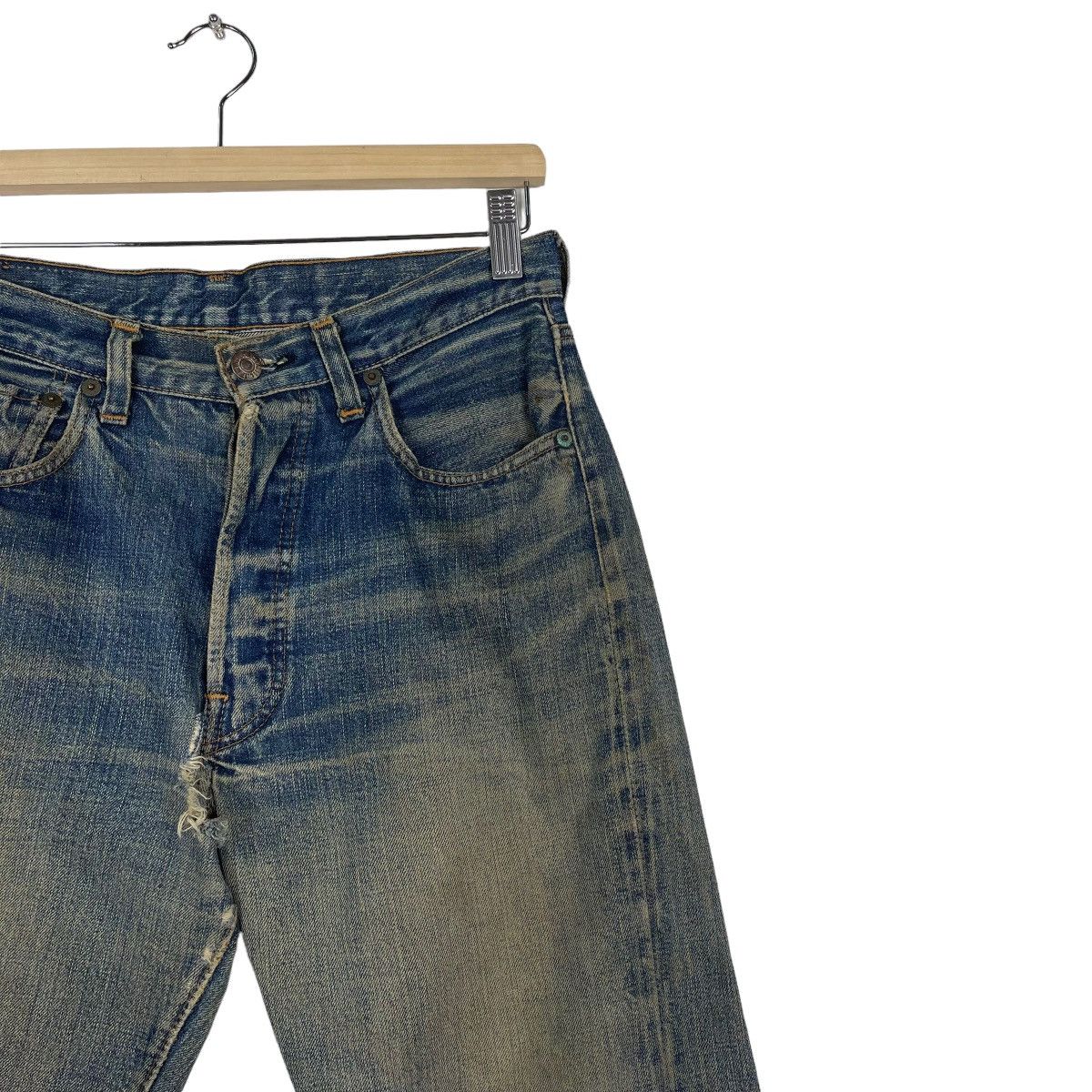 Levi's 80s Levis Selvedge Ripped Denim Jean Buttonfly Snap Button 6 Size US 29 - 5 Thumbnail