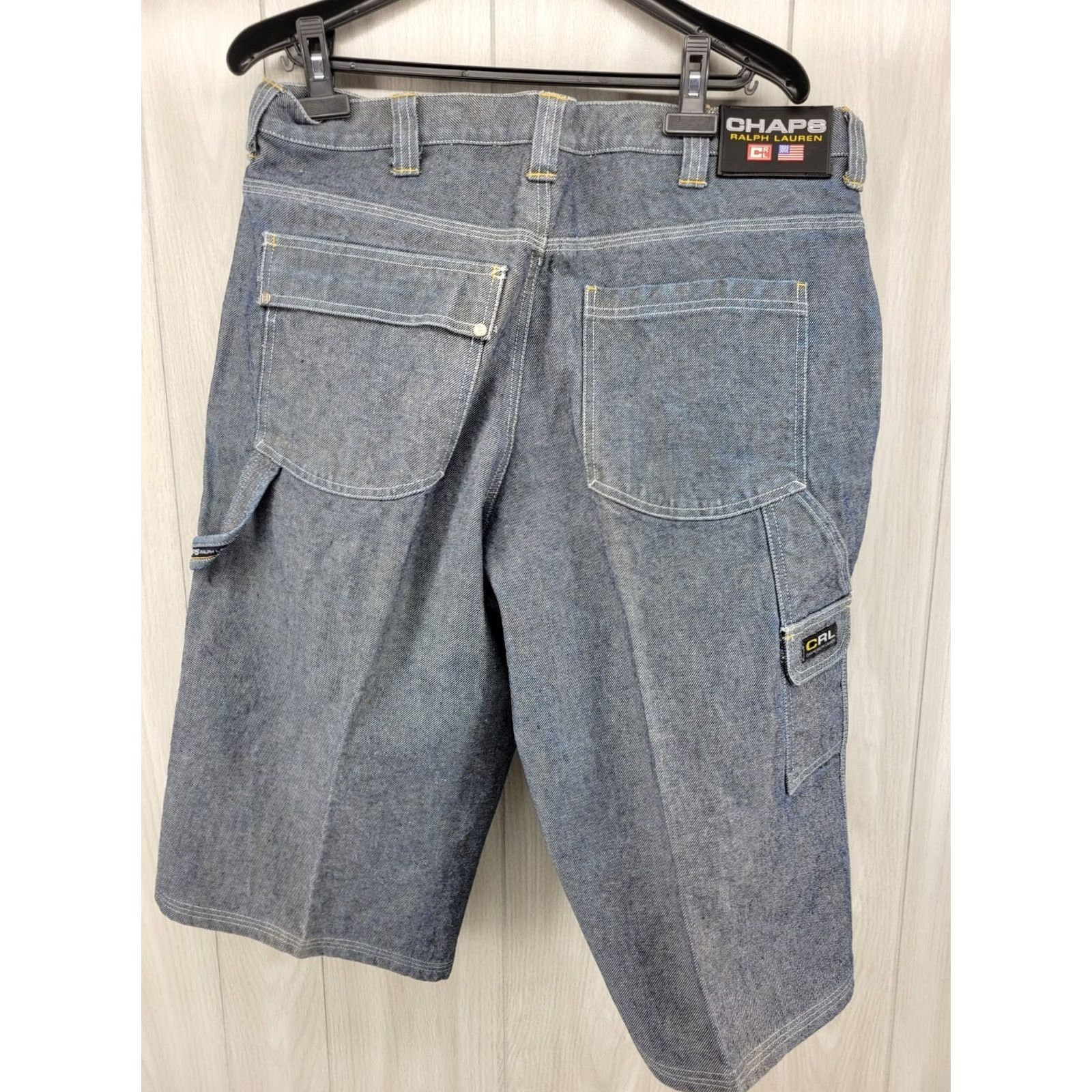 Ralph Lauren VINTAGE Ralph Lauren CHAPS Carpenter Denim Shorts Mens 36 Baggy 90s Hammer Loop Casual blue 1990s Mens Size US 36 / EU 52 - 2 Thumbnail