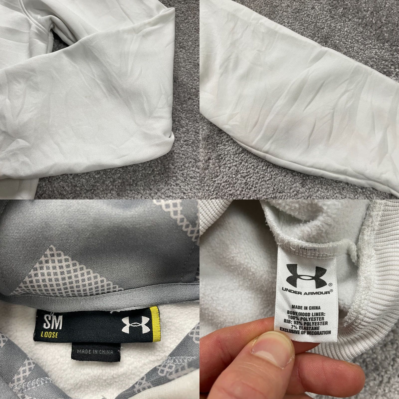 Under Armour Under Armour Hoodie Pullover Sweatshirt Men SM White Graphic Fleece Active Size US S / EU 44-46 / 1 - 8 Thumbnail