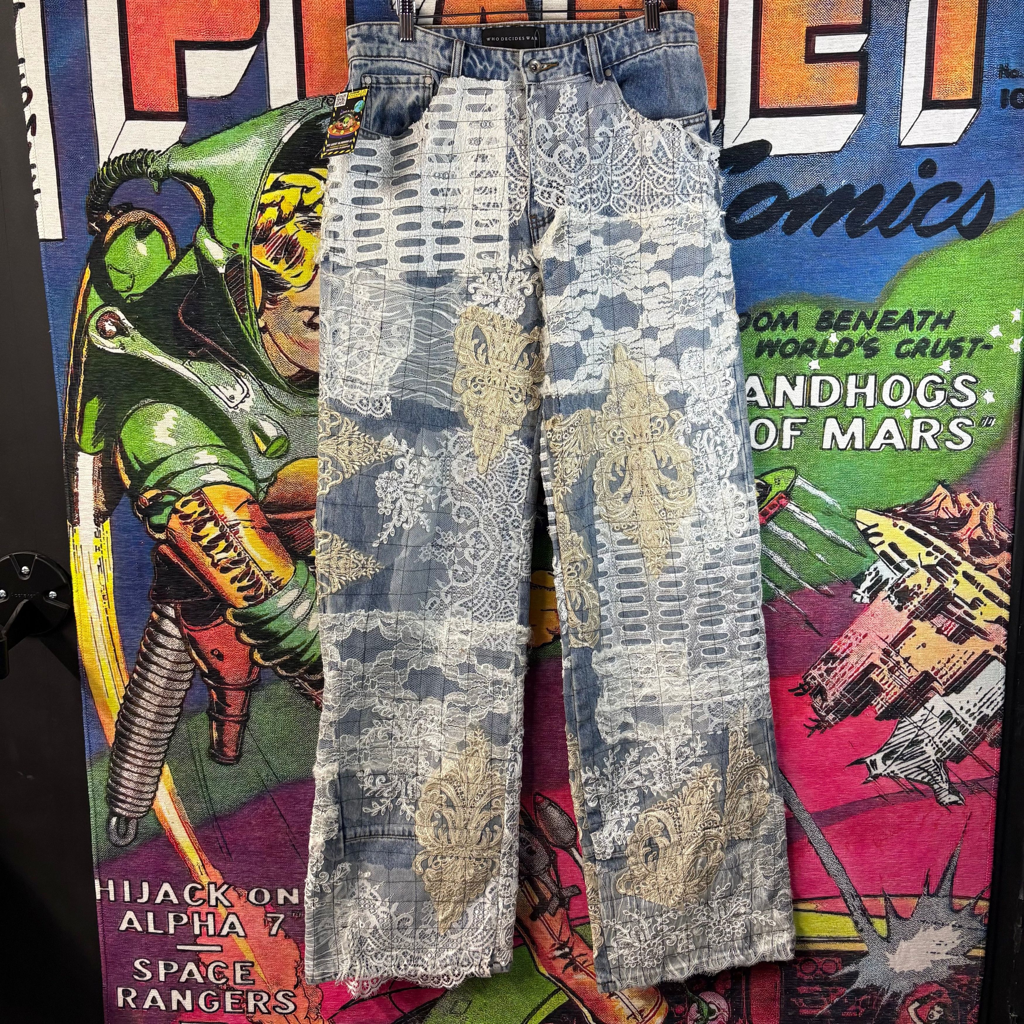 Who Decides War Who Decides War Grid Lace Denim “Sky” Jeans Size 30” Size US 30 / EU 46 - 1 Thumbnail