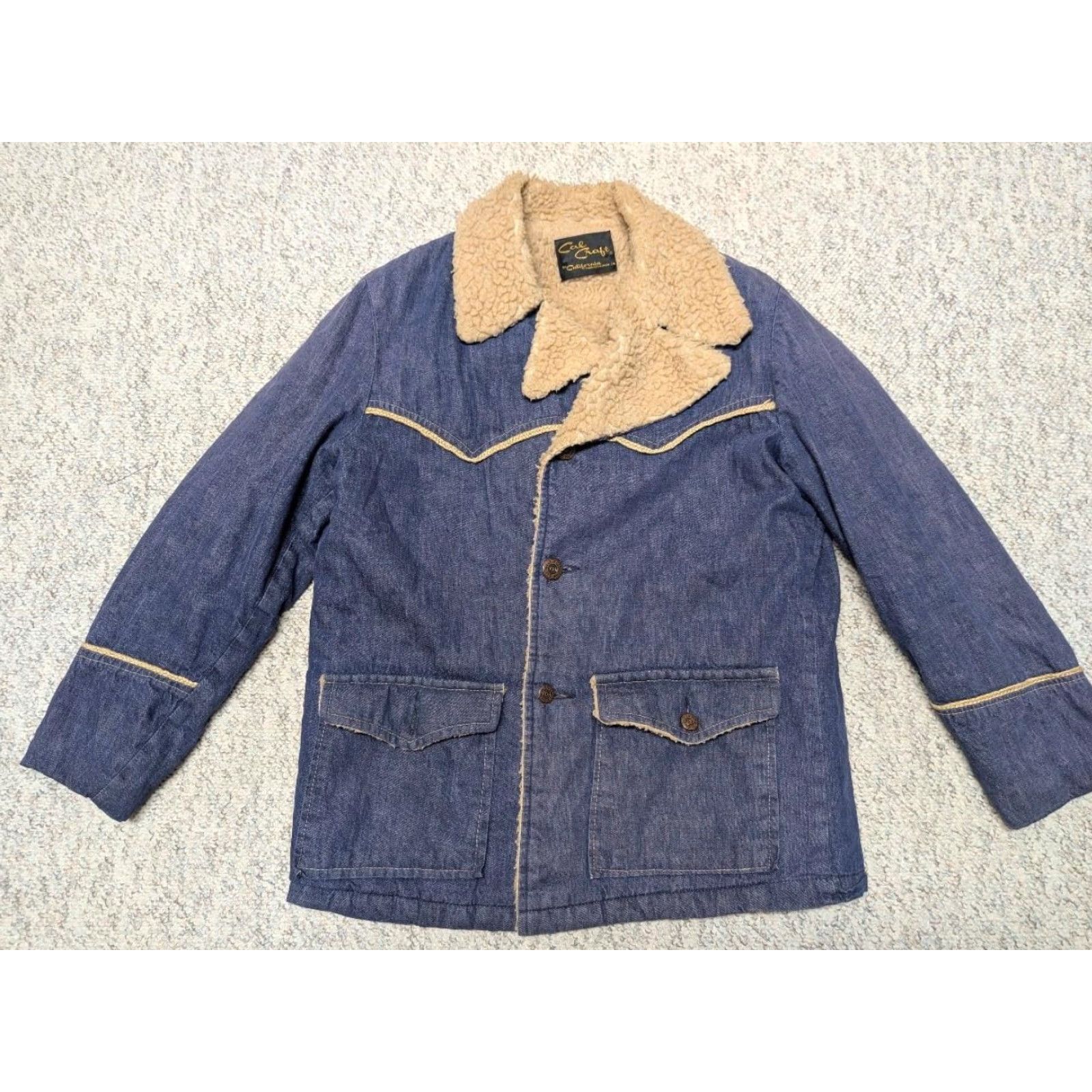 Denime VINTAGE denim RANCHER sherpa coat 42 blue JEAN CAL CRAFT denim jacket M Mens Size US 31 - 3 Thumbnail