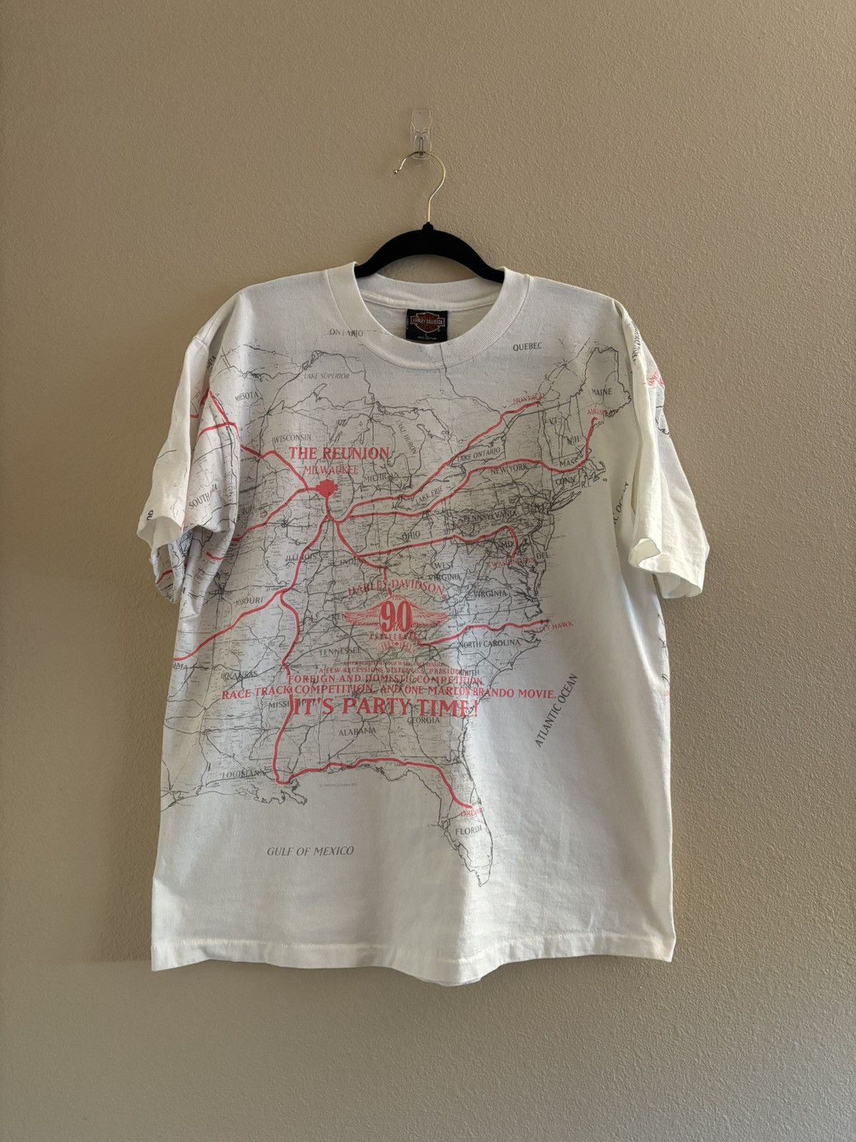 Vintage 1993 Harley-Davidson "The Reunion" AOP Map Tee Size US L / EU 52-54 / 3 - 1 Thumbnail