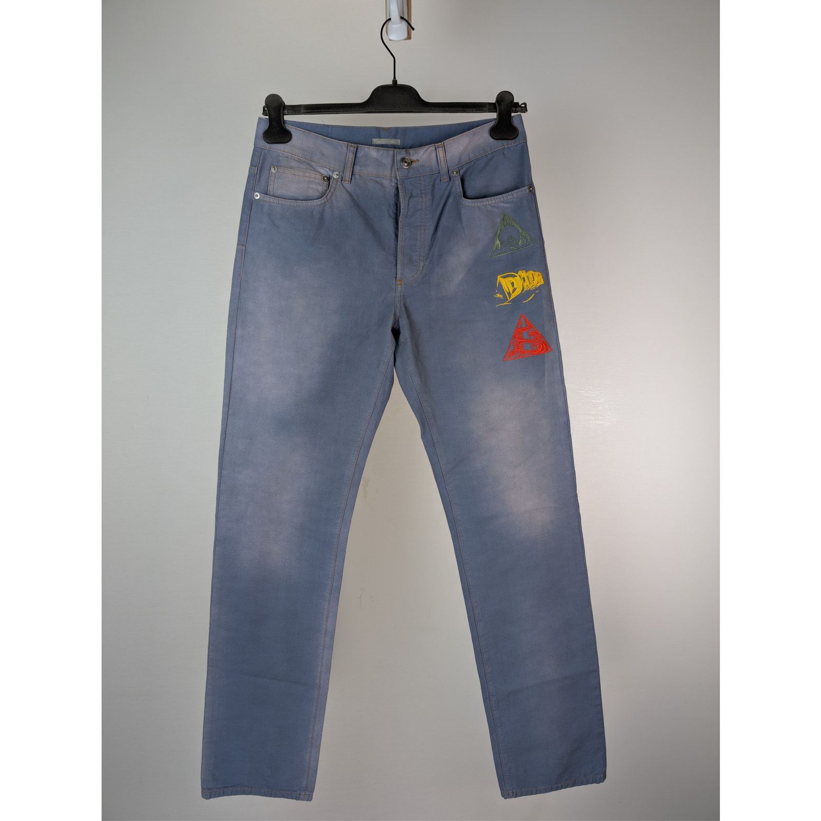 Dior o1rshd1 Embroidered Logo Patch Jeans in Light Blue Size US 32 / EU 48 - 1 Thumbnail