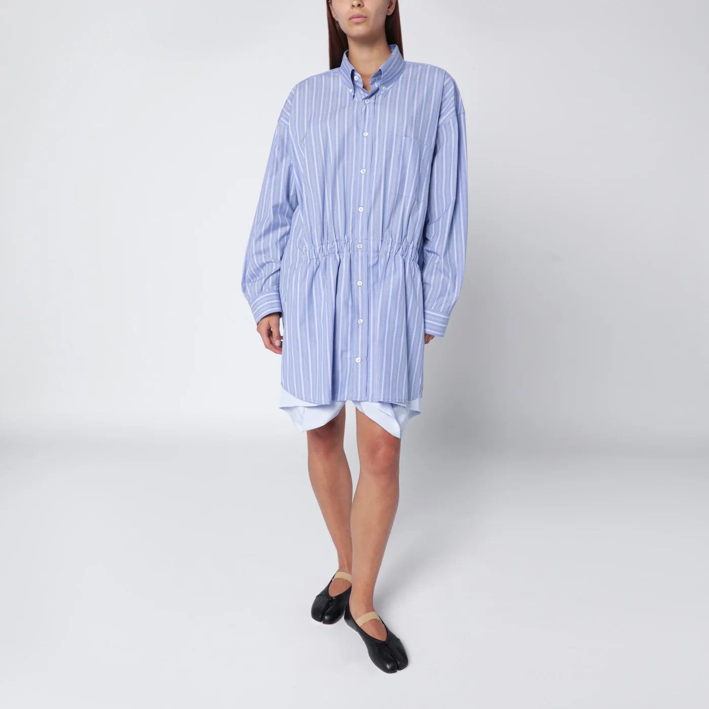 Maison Margiela o1d2blof0426 Striped Shirt Dress in Light Blue Size M / US 6-8 / IT 42-44 - 2 Thumbnail