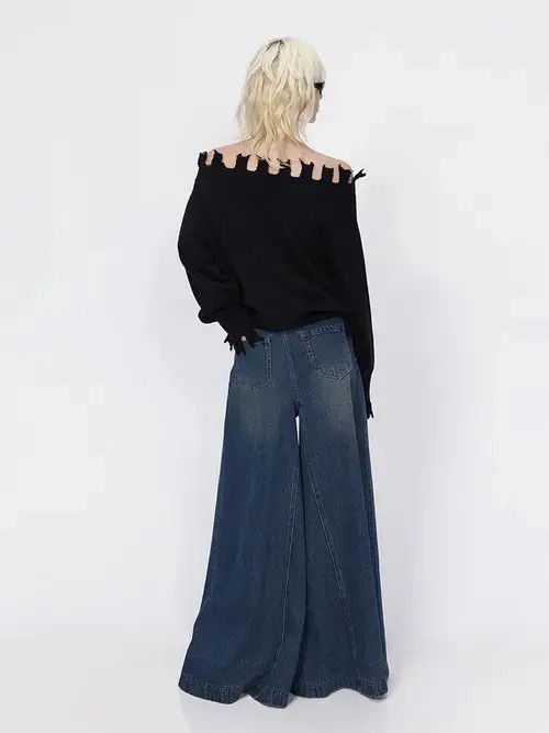 Other Baggy Jeans Flared Leg Loose Size 28" / US 6 / IT 42 - 4 Thumbnail