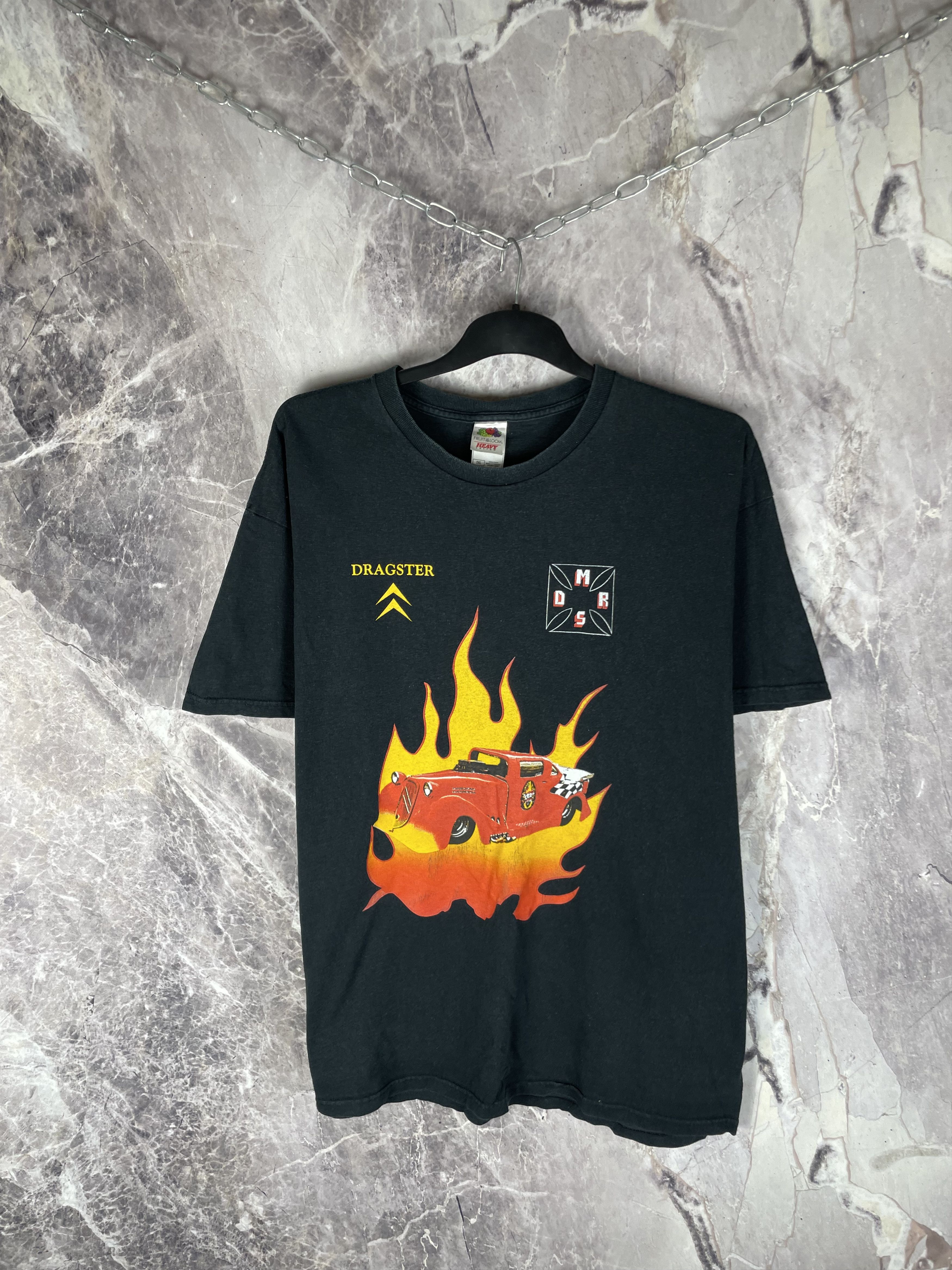 Vintage Vintage Dragster Print T-Shirt 90s Size US XXL / EU 58 / 5 - 2 Thumbnail