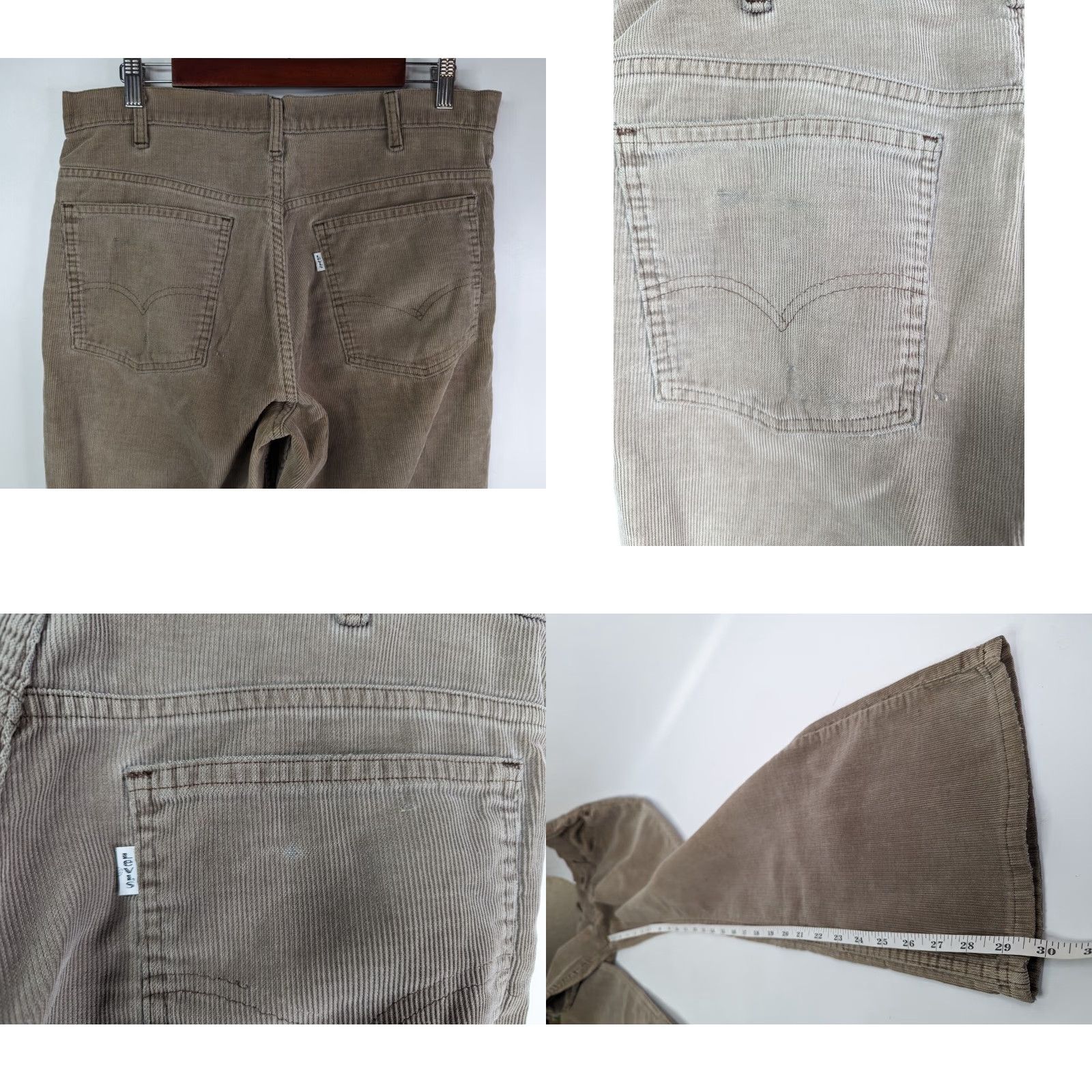 Levi's VINTAGE Levi's Corduroy Pants Straight Mens 34x30 Brown 70s 80s USA Standard Regular Chino Cotton Distressed Size US 34 / EU 50 - 8 Thumbnail
