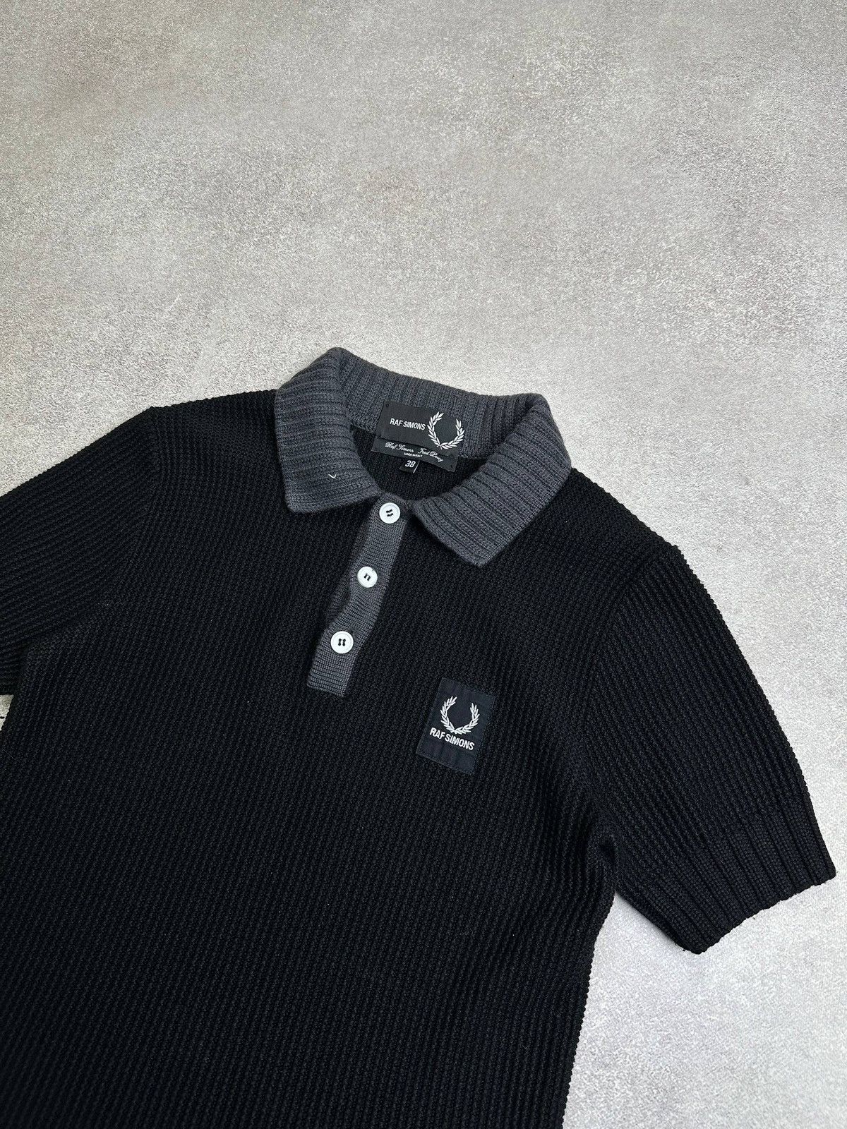 Fred Perry × Raf Simons Rare! Raf Simons x Fred Perry Knit Polo Shirt IT 38 Size US M / EU 48-50 / 2 - 2 Thumbnail