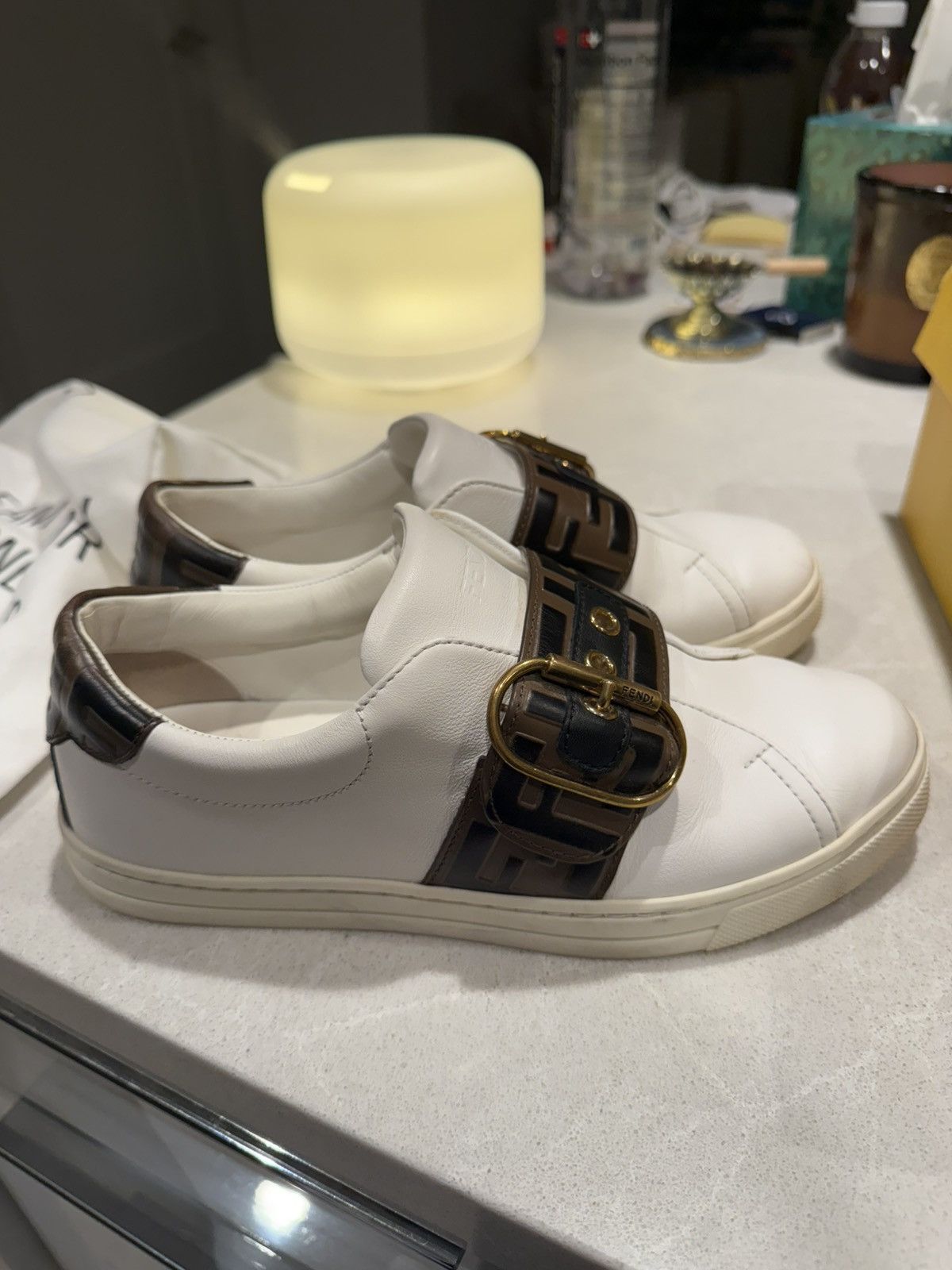 Fendi Fendi Vitello FF Embossed Womens Slip On Sneakers Size US 6.5 / IT 36.5 - 5 Thumbnail