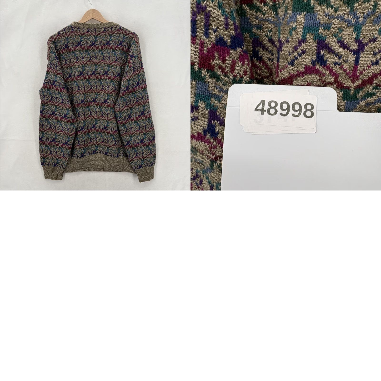 MILLY VINTAGE Frankenmuth Woolen Mill Sweater Mens L Beige Ramie Fair Isle Bavaria 90s Size US L / EU 52-54 / 3 - 9 Thumbnail