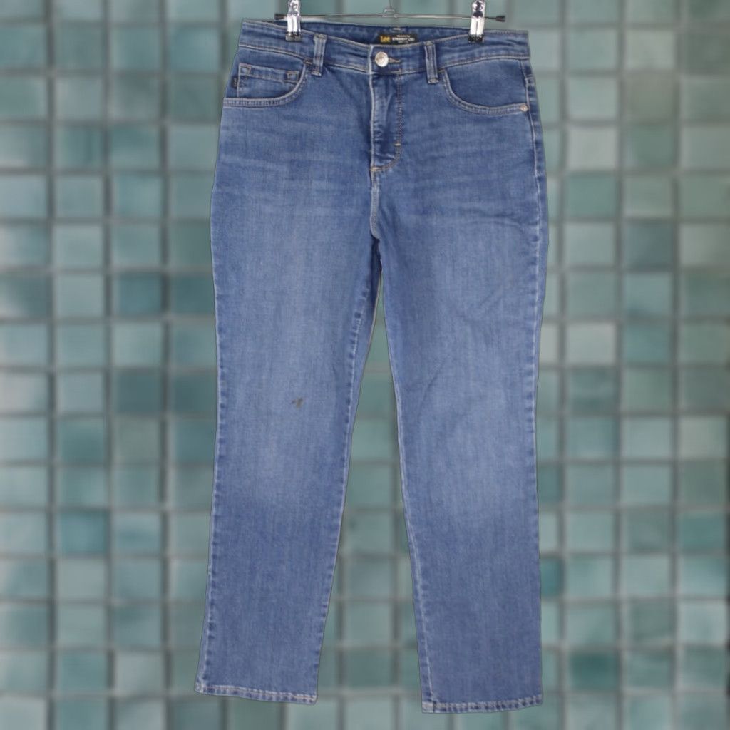 Lee Lee Womens Relaxed Fit Straight Leg Blue Jeans Size 6 High Rise 5-Pocket Denim Size 28" / US 6 / IT 42 - 1 Thumbnail