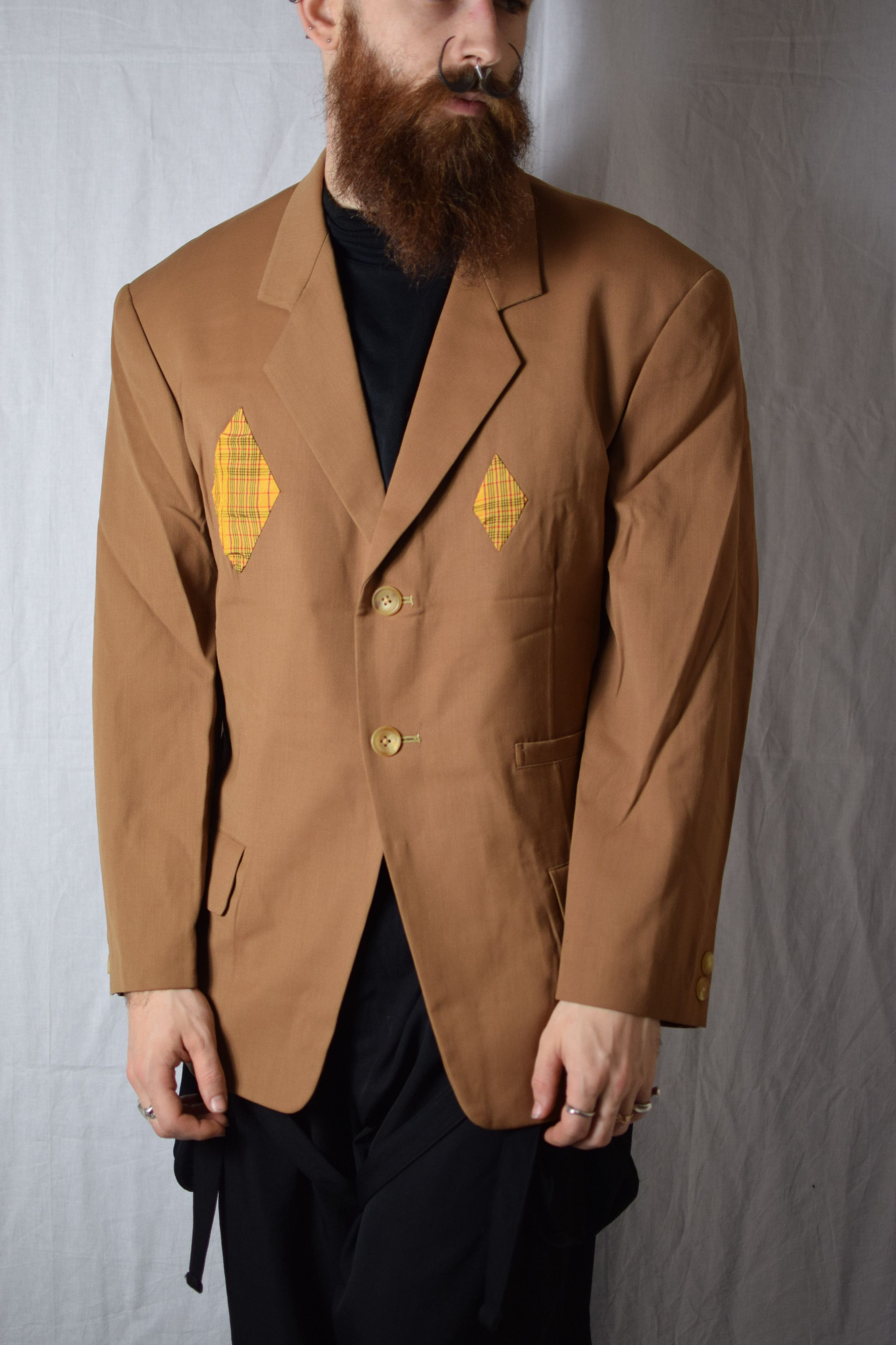 Yohji Yamamoto YYPH Archive SS88 Beige Diamond Blazer Size 52R - 1 Thumbnail