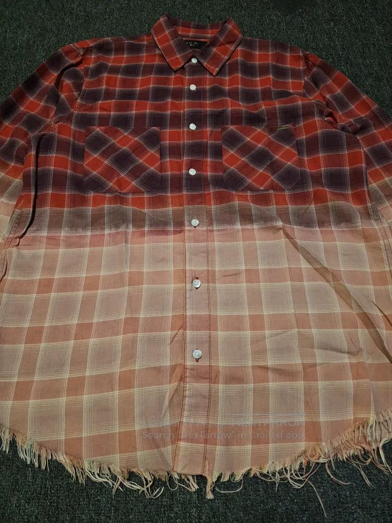 Amiri Amiri Red Plaid Shirt Tie-Dye Gradient Size US M / EU 48-50 / 2 - 3 Thumbnail