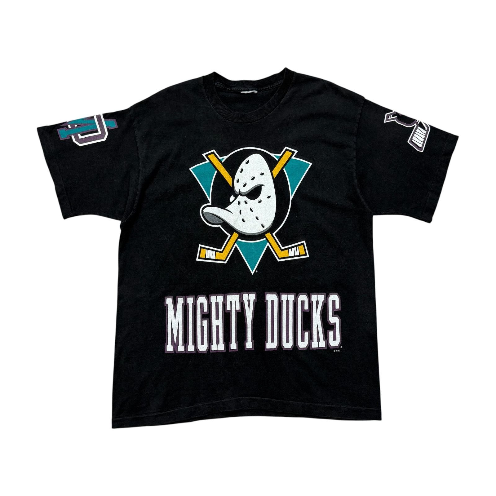 NHL VTG 90s MIGHTY DUCKS ANAHEIM PRO PLAYER DOUBLE SIDED T-SHIRT Size US L / EU 52-54 / 3 - 1 Thumbnail