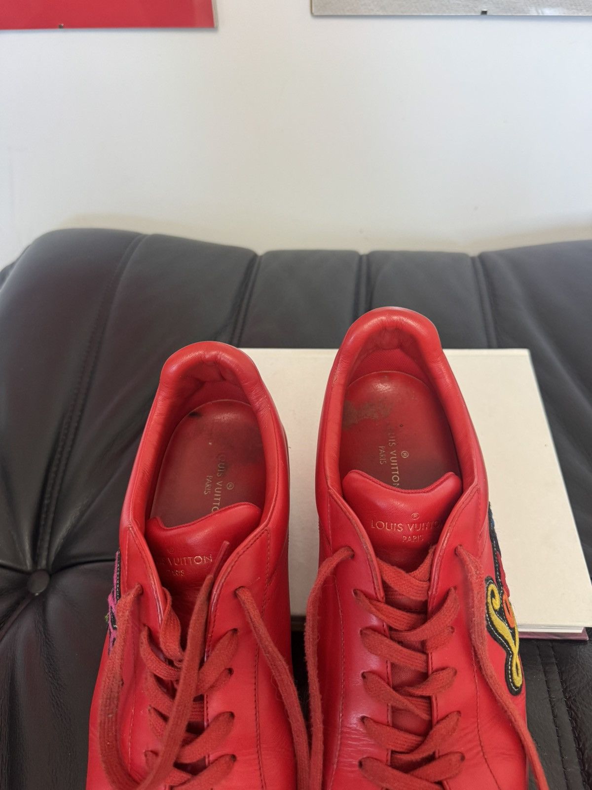 Louis Vuitton Louis Vuitton Low Top Designer Red Leather Sneakers LV Hype Size US 9.5 / EU 42-43 - 8 Thumbnail