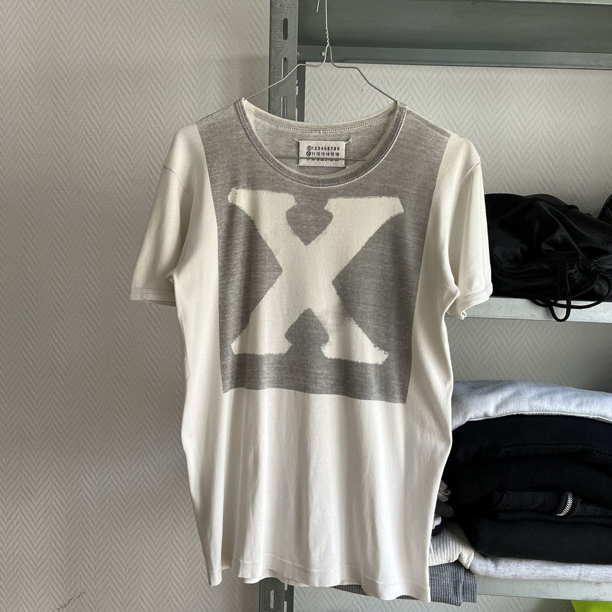 image of Maison Margiela Ss2001 "x" Artisanal Printed Tee in White, Men's (Size Small)