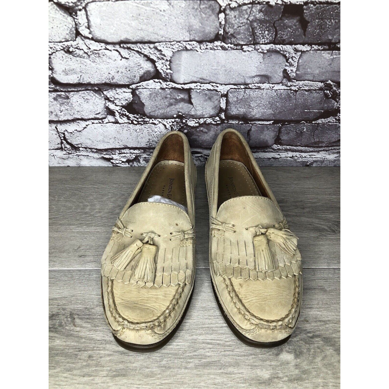 Johnston & Murphy Johnston Murphy Passport Beige Leather Tassel Kiltie Loafers Size US 8.5 / EU 41-42 - 18 Thumbnail