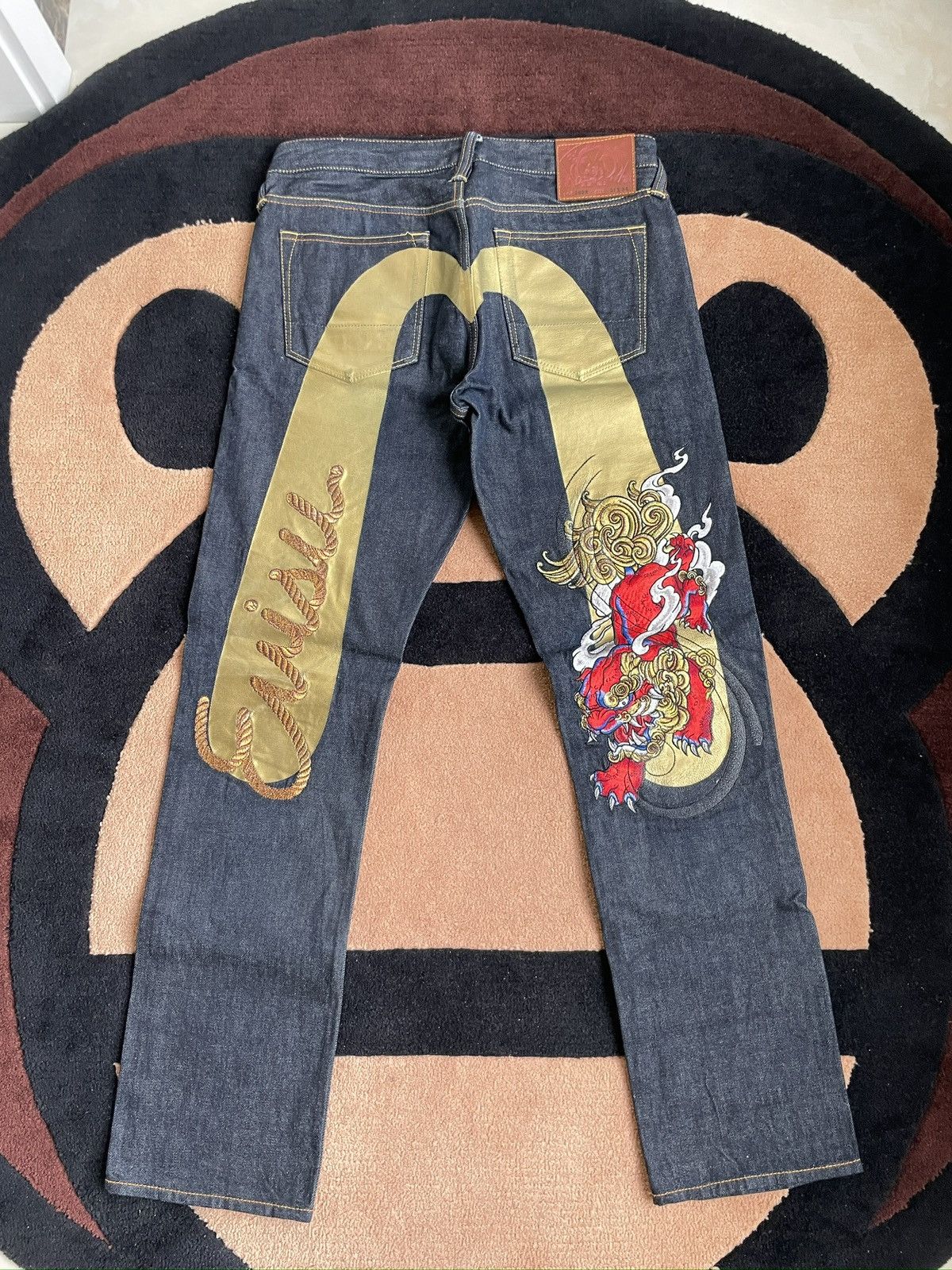 Evisu EVISU golden Koi embroidery denim jeans size:30x34 | Grailed