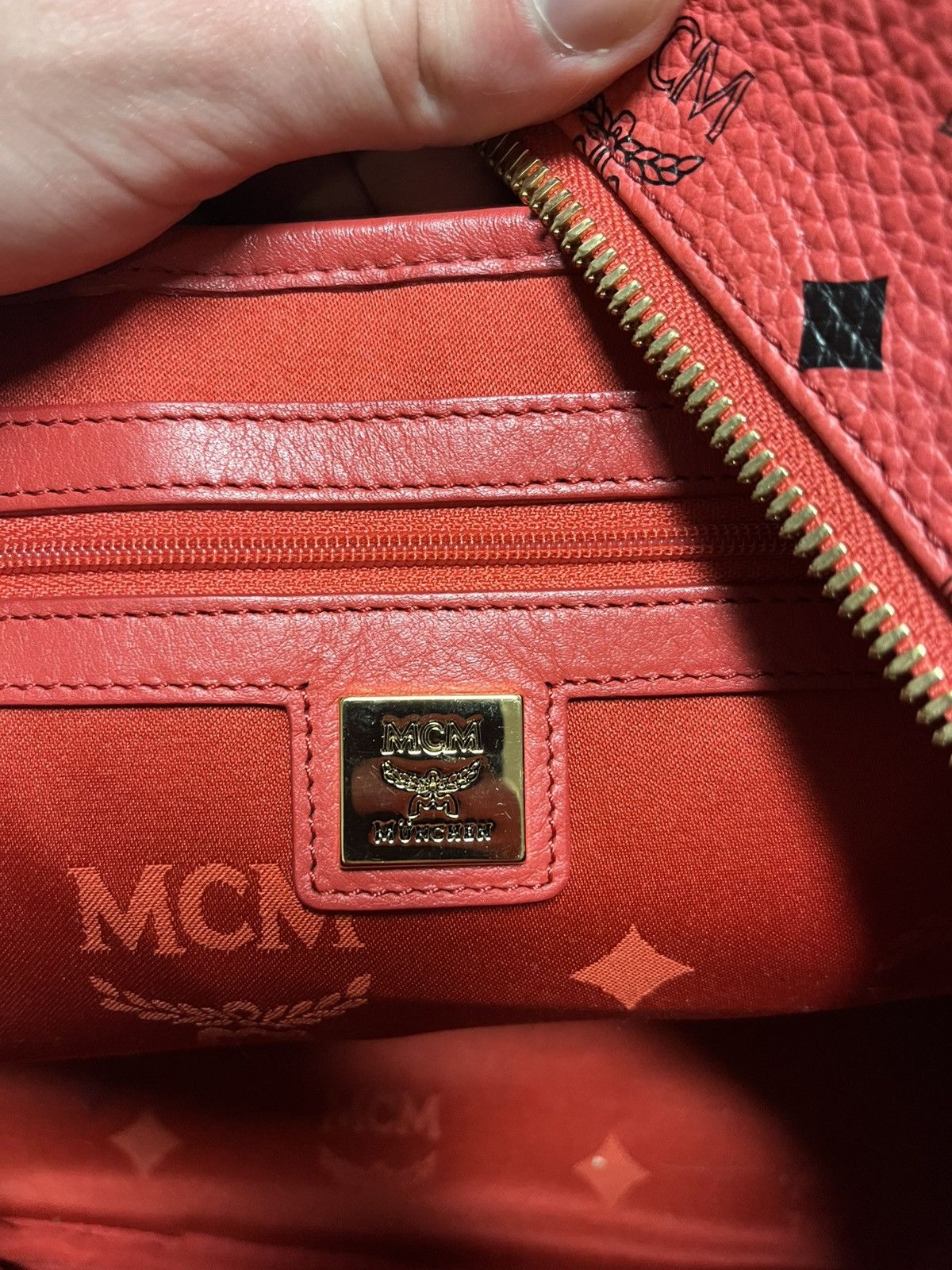 MCM MCM Red/Watermelon Colour Logo Monogram Backpack Size ONE SIZE - 8 Thumbnail