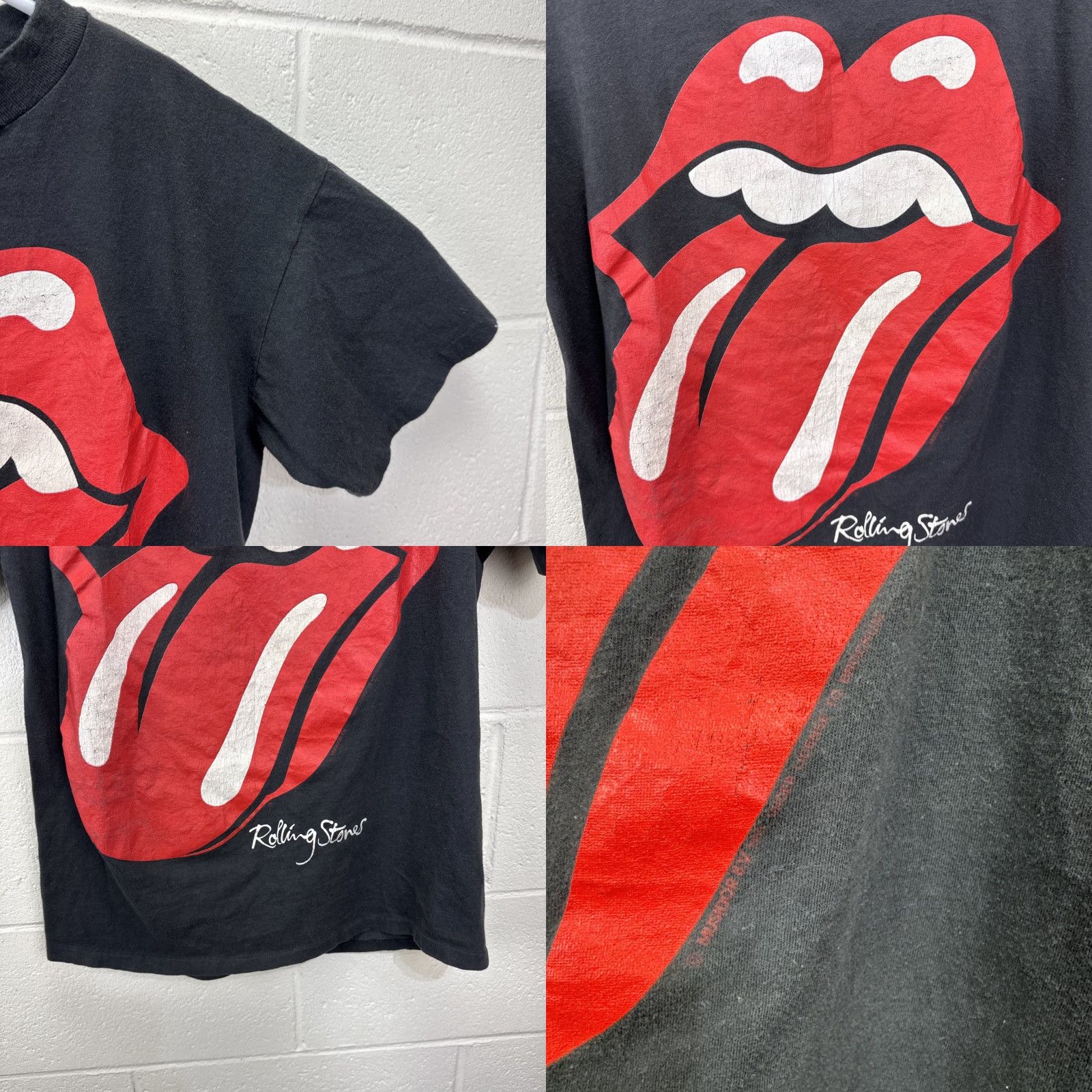 VINTAGE Rolling Stones Tokyo Tour Tee 1990 T Shirt Medium Black 