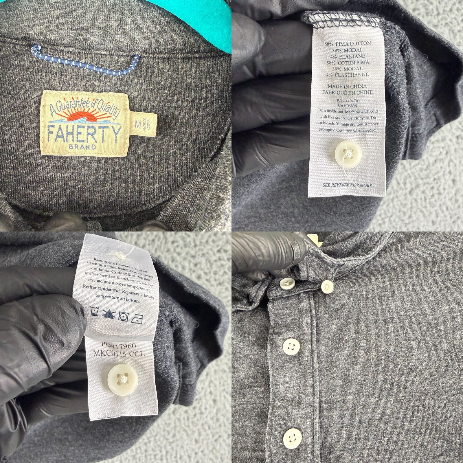 Faherty Faherty Shirt Mens Medium Gray Cotton Stretch Short Sleeve Casual Polo Size US M / EU 48-50 / 2 - 8 Thumbnail