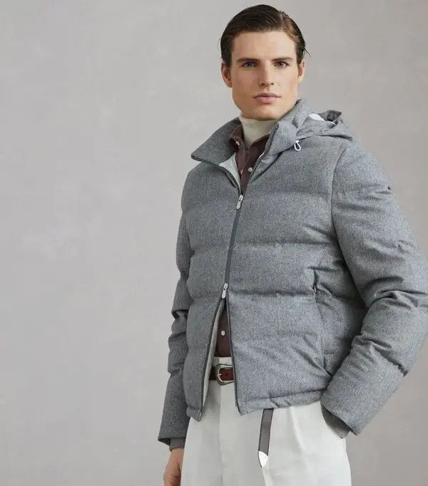 Brunello Cucinelli o1w1db10226 Wr Padded Jacket in Light Grey Size US M / EU 48-50 / 2 - 1 Thumbnail