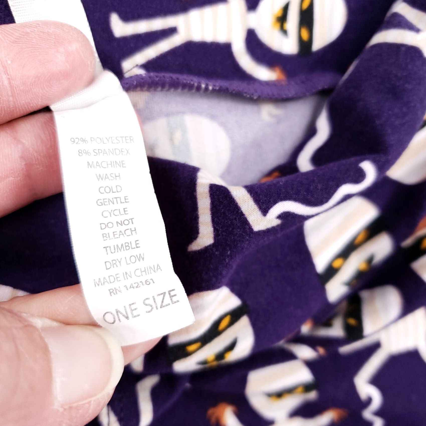 Vintage LuLaRoe Leggings Womens One Size Purple Halloween Mummy Print Stretch Pull On Size 42" / US 20 - 4 Thumbnail