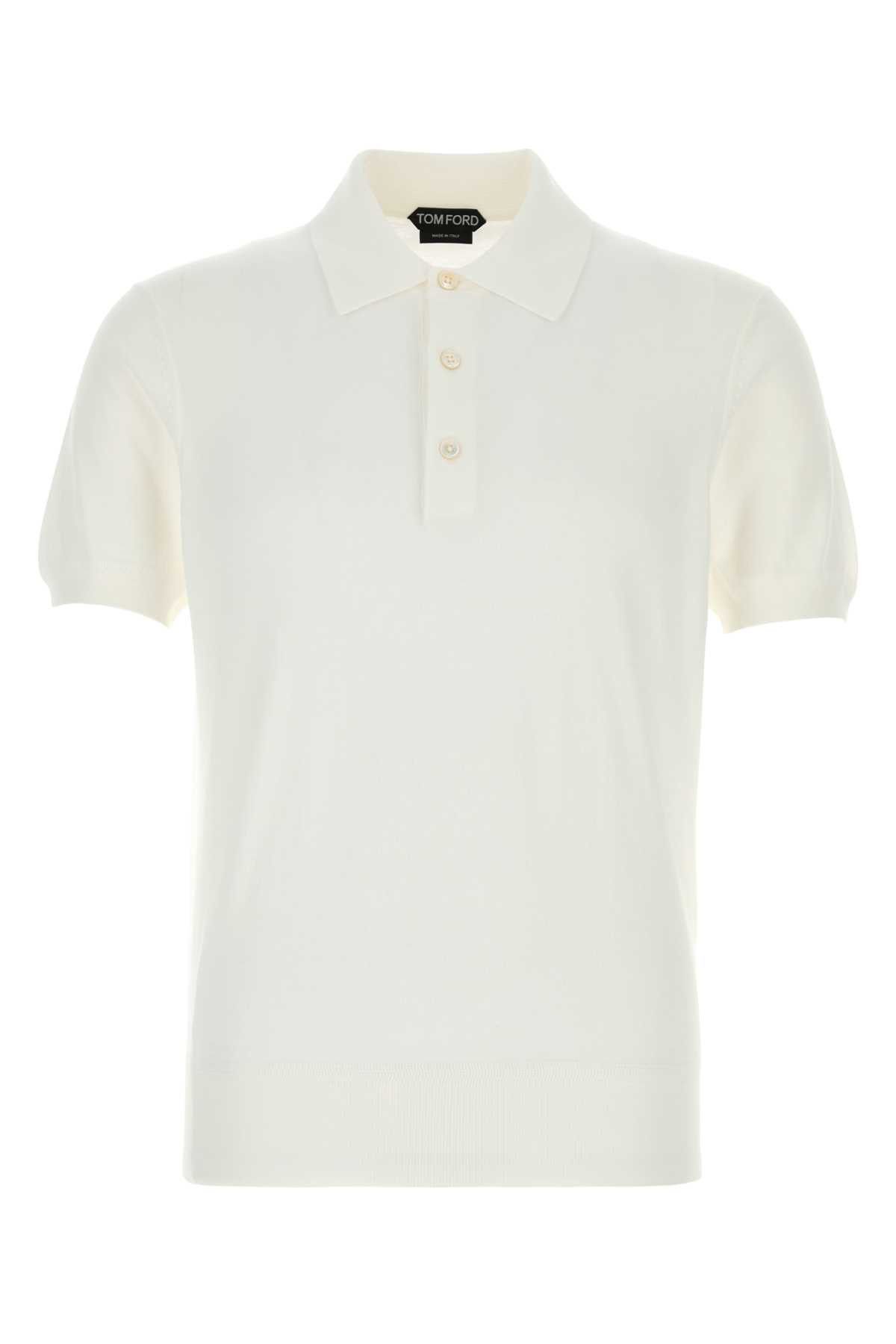 Tom Ford White Cotton Polo Shirt Size US M / EU 48-50 / 2 - 1 Thumbnail