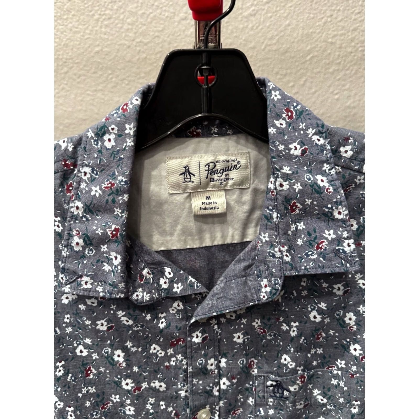Vintage Penguin Floral BUTTON UP SHIRT Pocket Medium M Mens Size US M / EU 48-50 / 2 - 7 Thumbnail