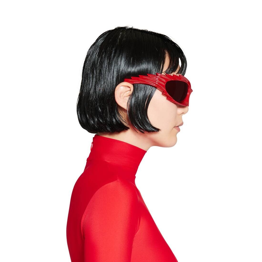 Balenciaga o1bcso1str0225 Size: OS / Spike Rectangle Sunglasses in Red Size ONE SIZE - 6 Thumbnail
