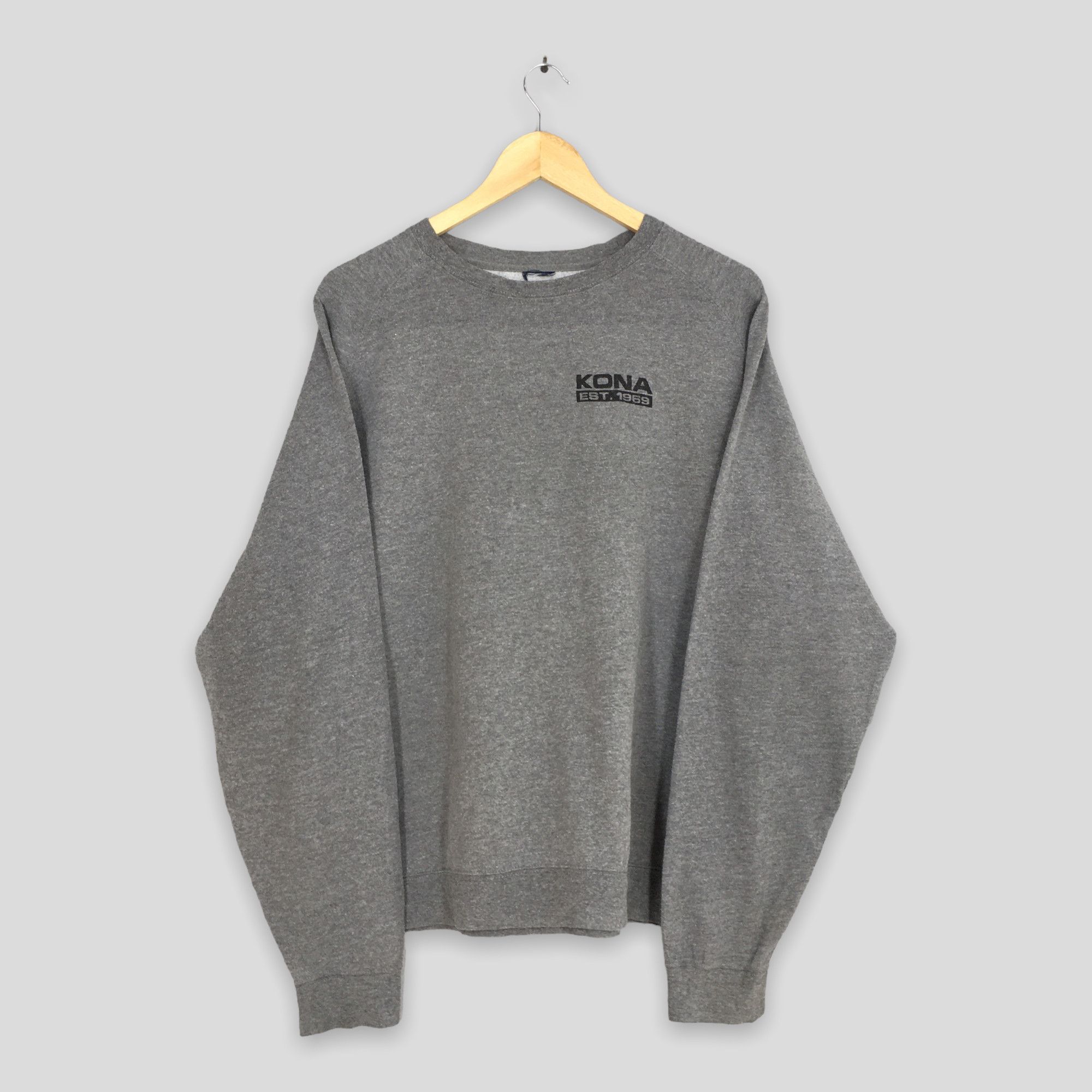Vintage 90s Kona Classic Surfboard Gray Sweatshirt Large