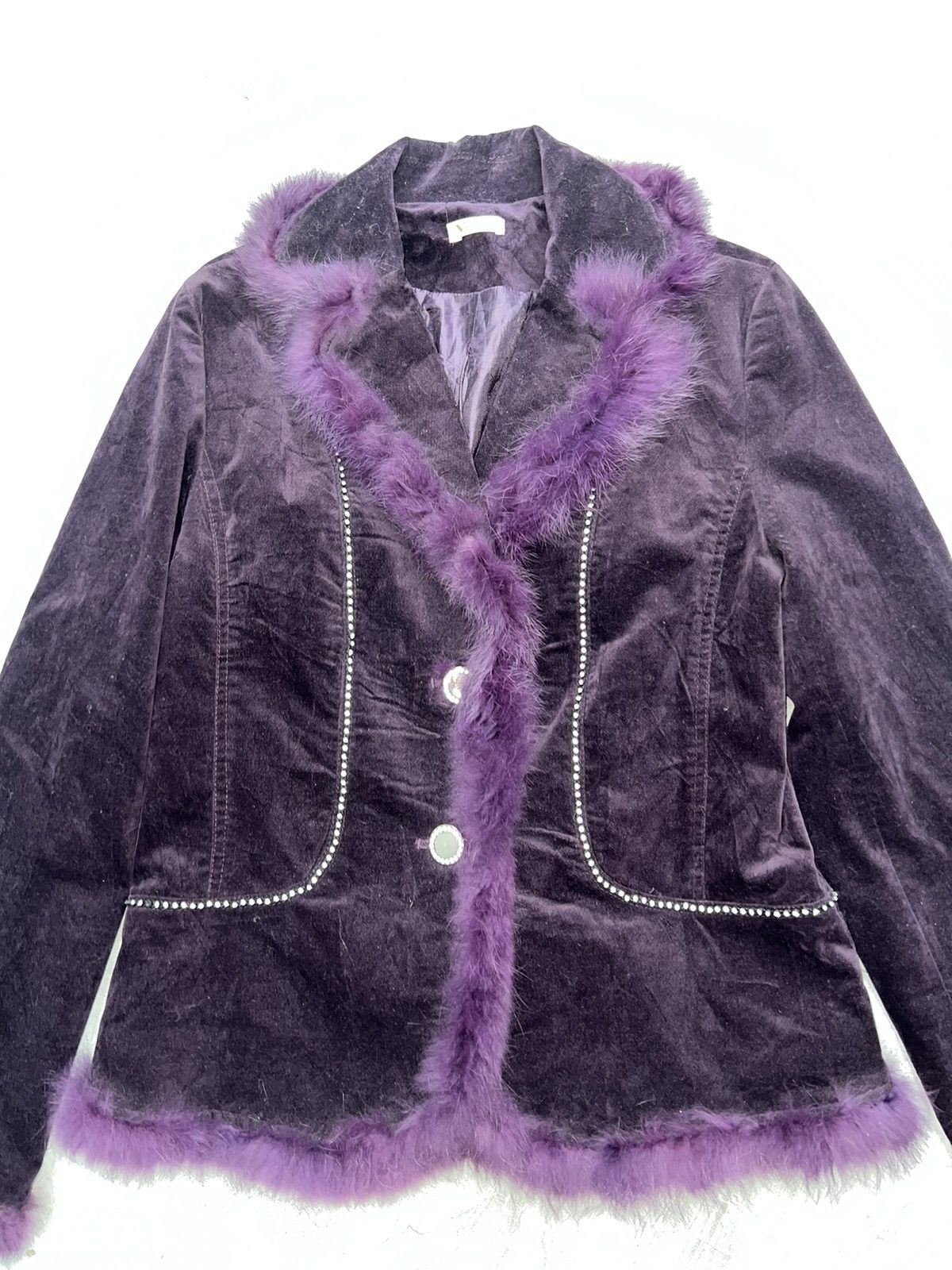 Anna Sui Velvet purple blazer with fur trim 🔮 Size M / US 6-8 / IT 42-44 - 8 Thumbnail