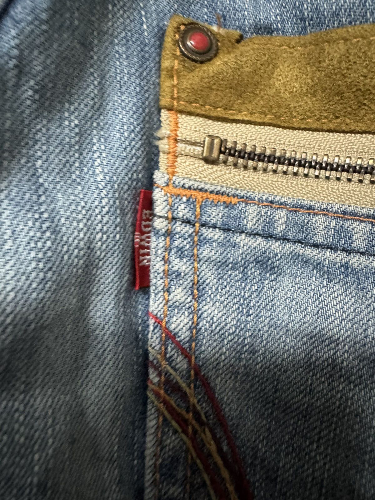 Edwin ⚡️FLARED⚡️VINTAGE EDWIN BLUE TRIP 503 RARE HONEYCOMB MUDPUNK Size US 29 - 14 Thumbnail