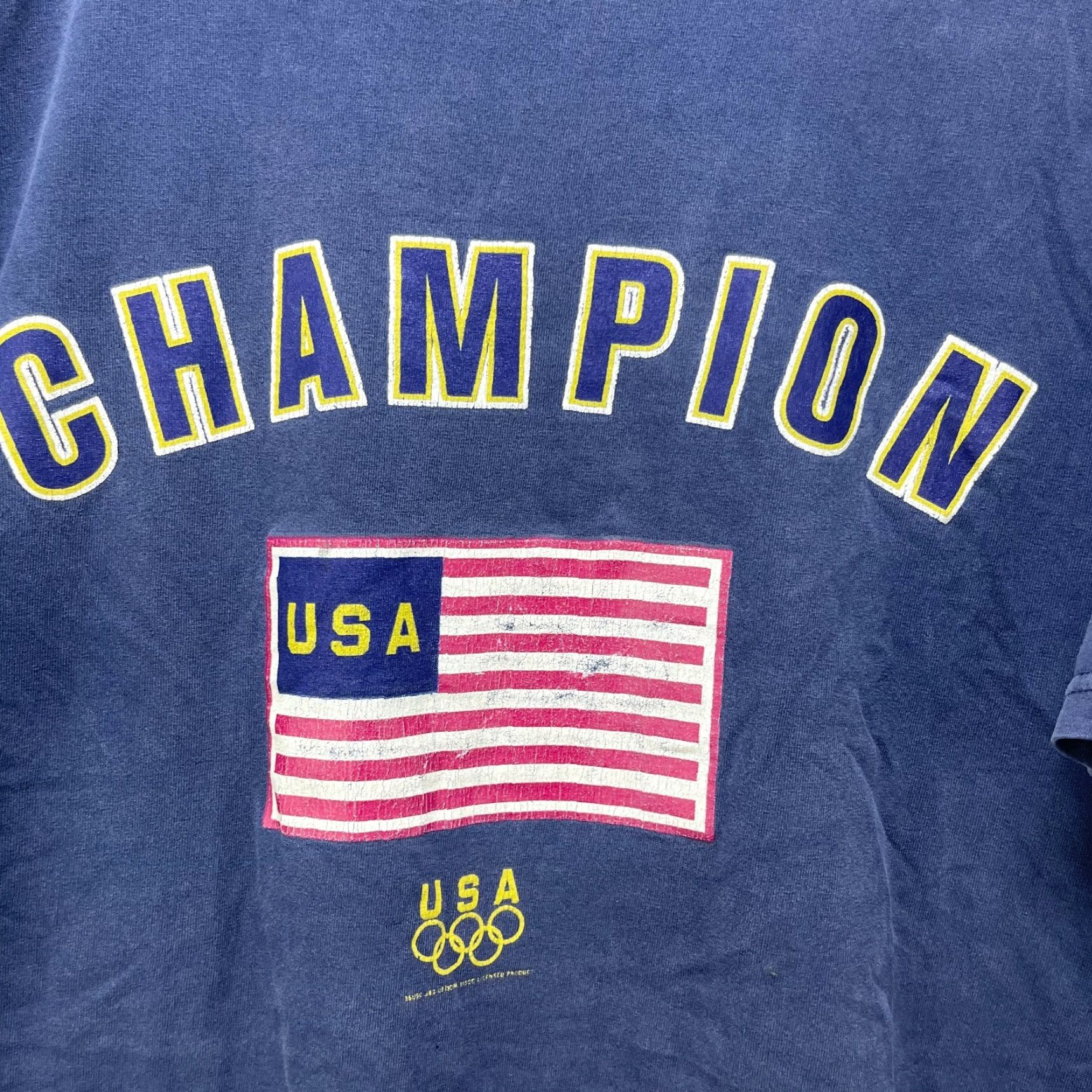 Champion VINTAGE Champion USA Olympics T Shirt XL Shirt Men 90s Blue/White Cotton Crew Neck Short Sleeve Vintage 90s Mens T-Shirt Size US XL / EU 56 / 4 - 3 Thumbnail