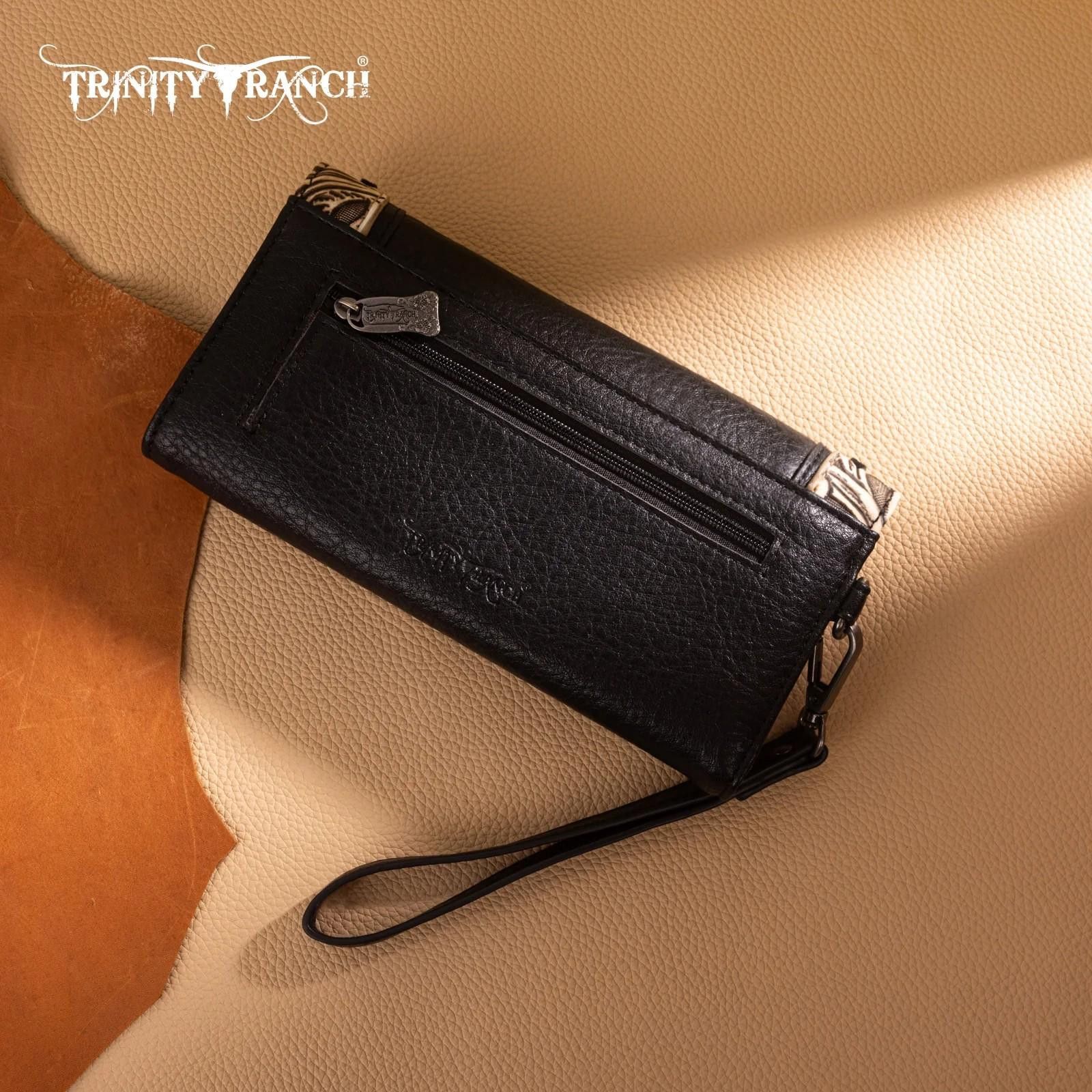 Designer Trinity Ranch Handcrafted Black Leather Wallet Size ONE SIZE - 2 Thumbnail