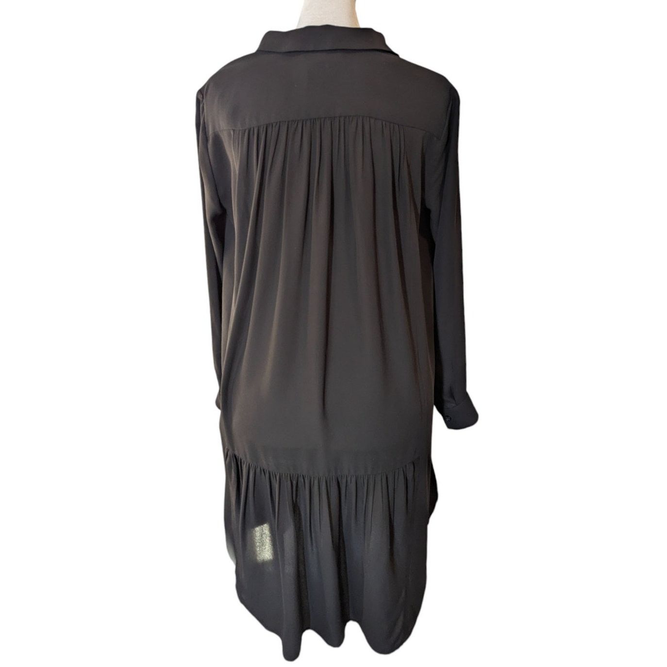 Banana Republic Banana Republic Black Sheer Swing Shift Button Down Dress Size XS / US 0-2 / IT 36-38 - 4 Thumbnail