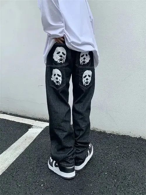 Jean × Vintage Streetwear Head Design Baggy Jeans Size US 32 / EU 48 - 3 Thumbnail
