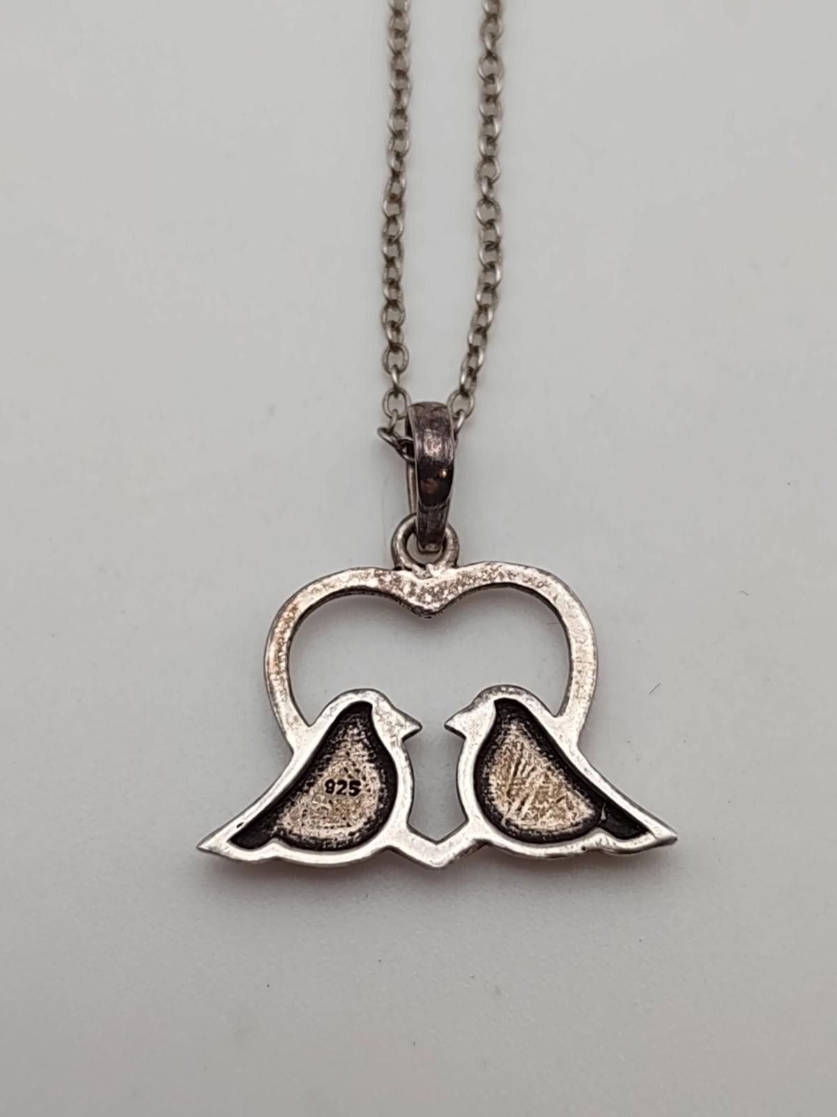 The Unbranded Brand Sterling Silver Love Birds Pendant with 17" Gold Tone Chain Size ONE SIZE - 4 Thumbnail