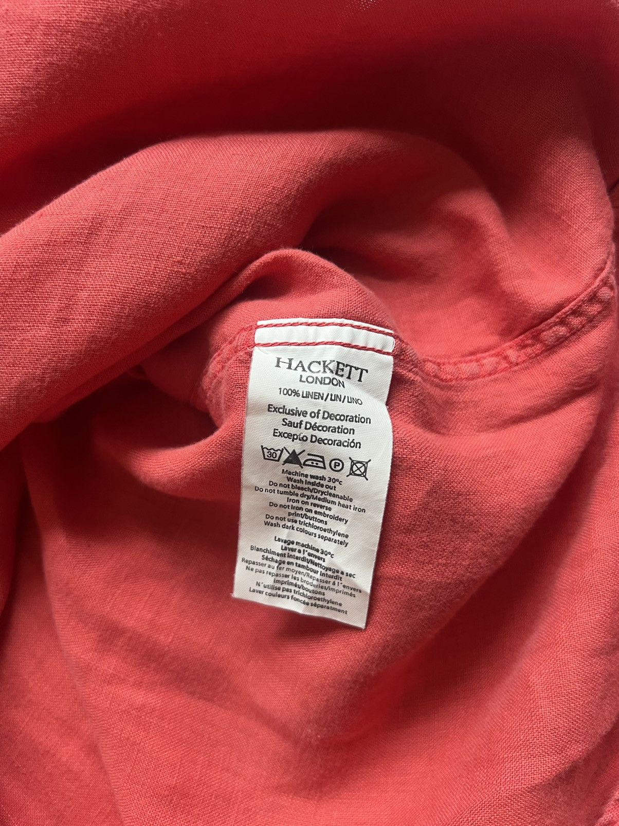 Hackett Hackett Linen Shirt Men's XL Long Sleeve Button-Down Red Size US XL / EU 56 / 4 - 9 Thumbnail