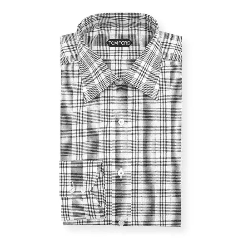 Tom Ford o1loc1c0625 HSBW01 Cotton Slim Fit Shirt in White/Black Size US XL / EU 56 / 4 - 1 Preview